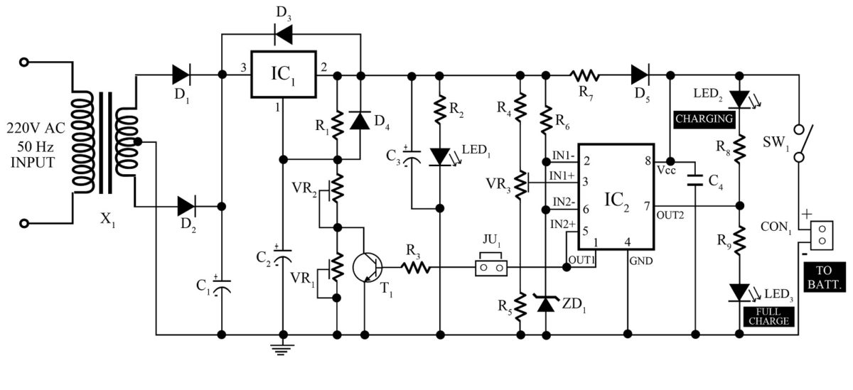 12v battery charger schematic diagram